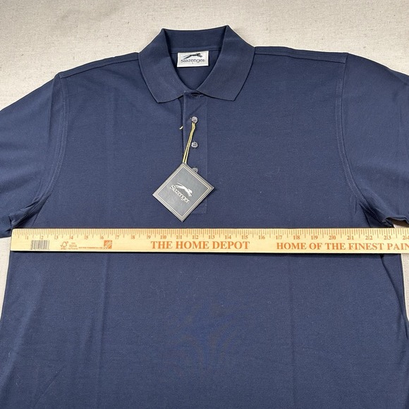 Vintage Slazenger Shirt Mens L Golf Polo Sports Illustrated Navy Blue Y2K Preppy - Picture 8 of 10